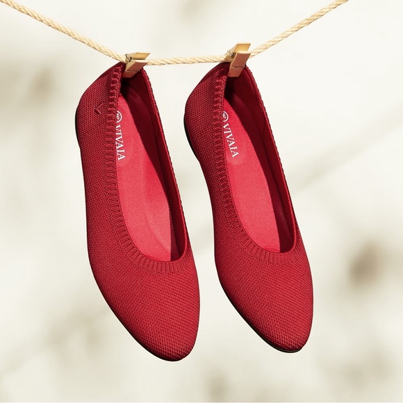 Vivaia Shoes - Vivaia Tamia Almond Toe Ballet Flats Ruby Red